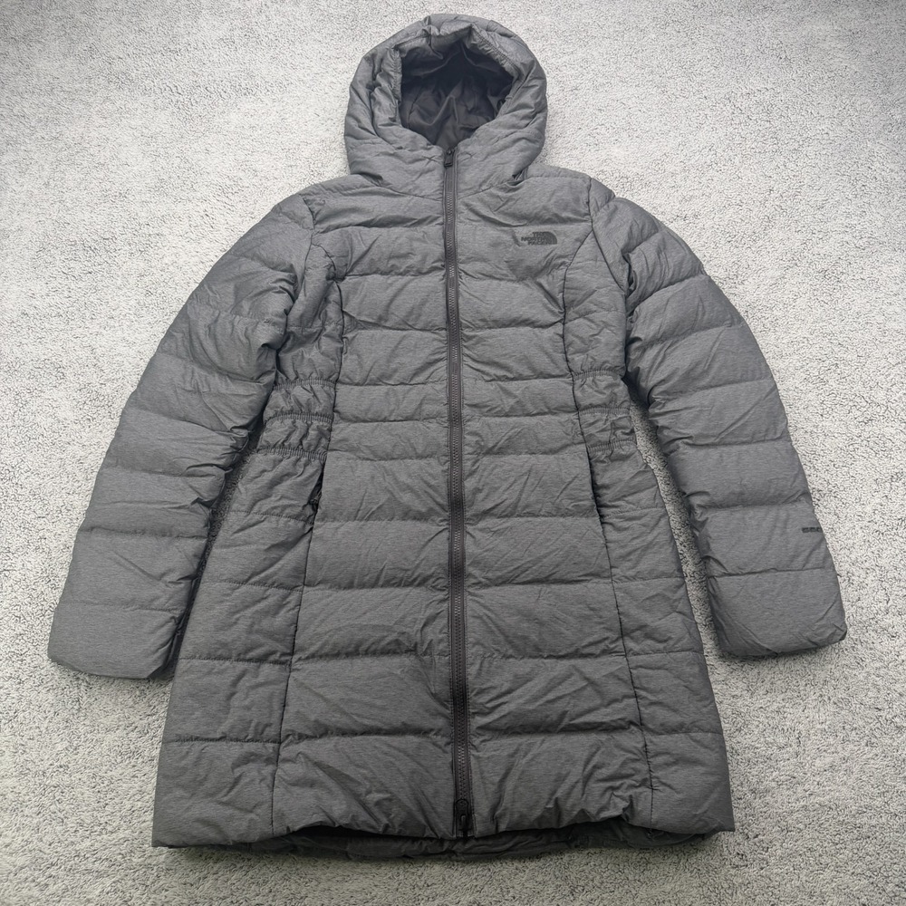 The North Face Gotham Parka Womens Small Gray 550 Down Hooded Zip Pocket Jacket